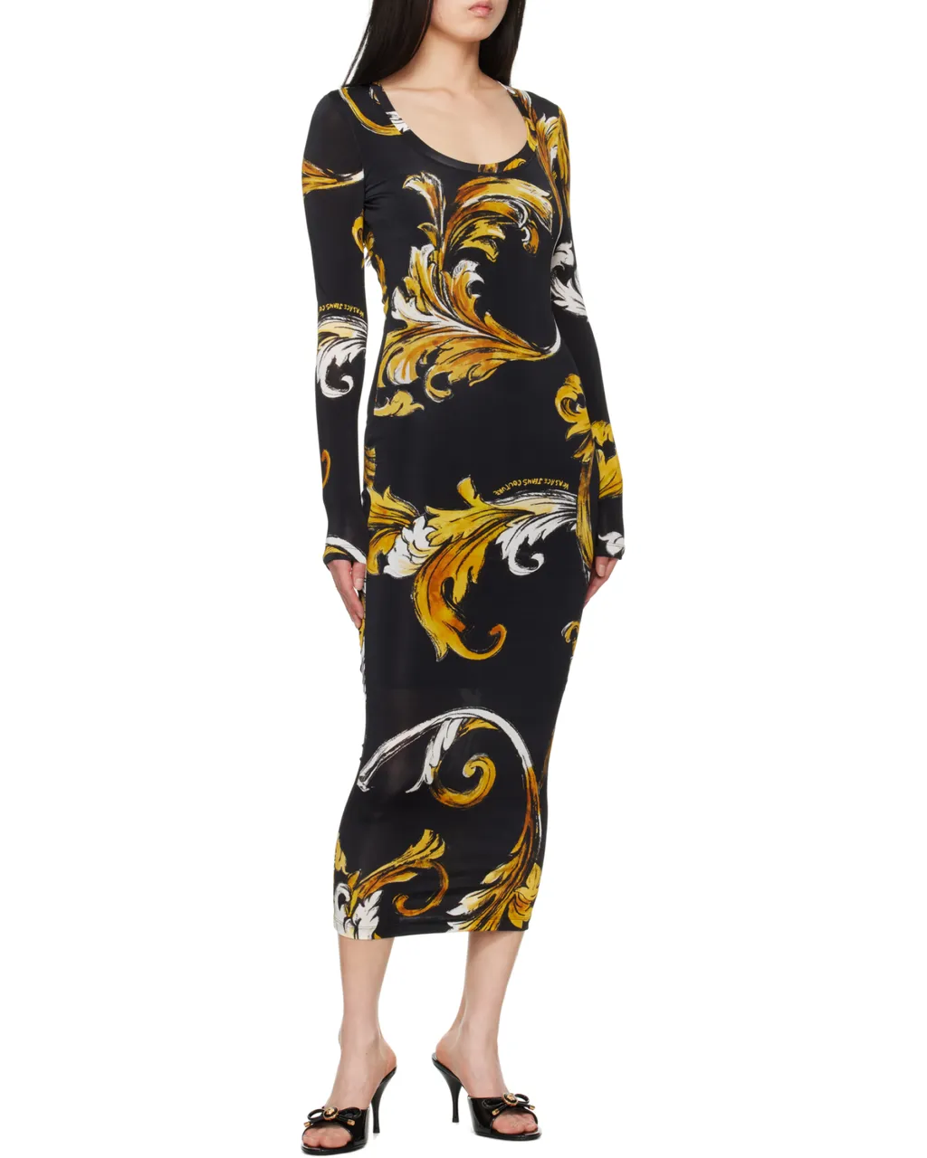 Baroque Print Midi Dress