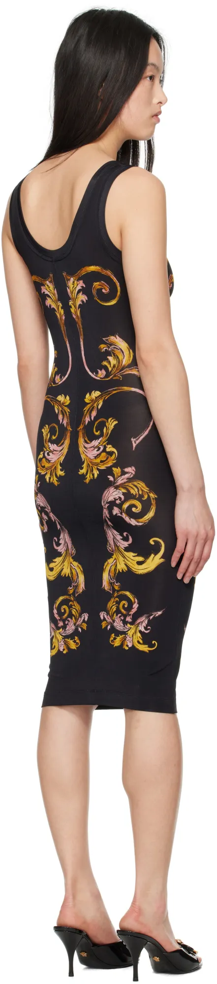 Baroque Print Midi Dress