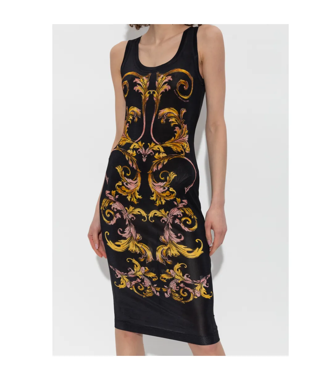 Baroque Print Midi Dress