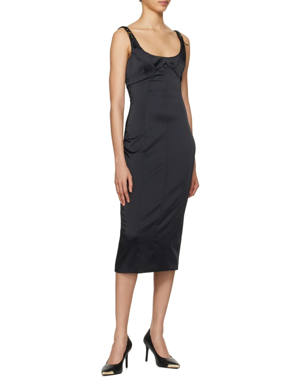 Baroque-Buckle Midi Dress