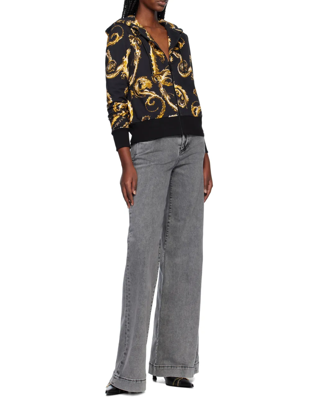 Barocco-Printed Zipped Hoodie