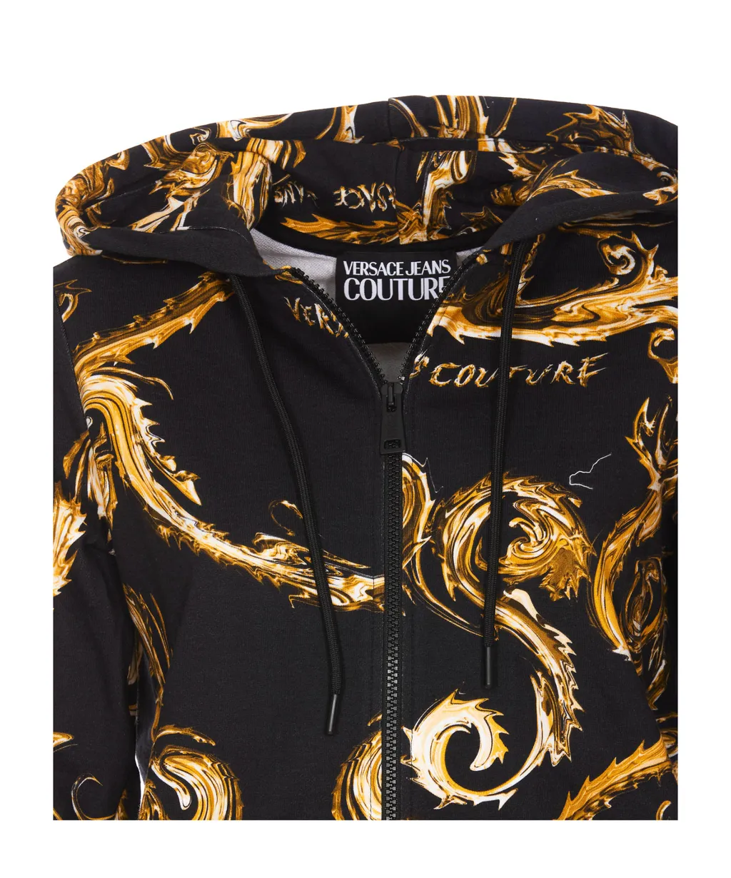 Barocco-Printed Zipped Hoodie