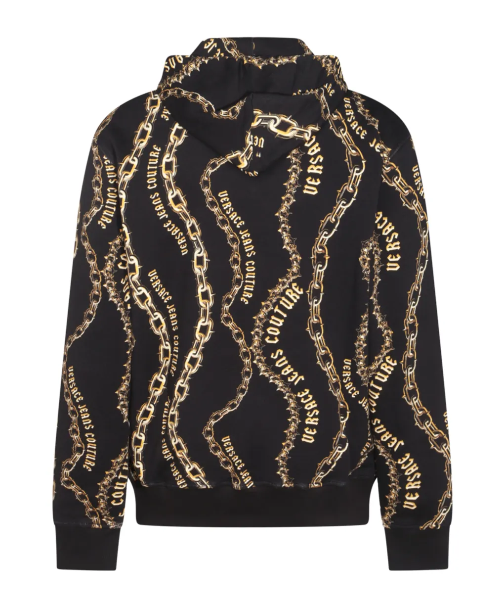 Chain-Link Printed Drawstring Hoodie
