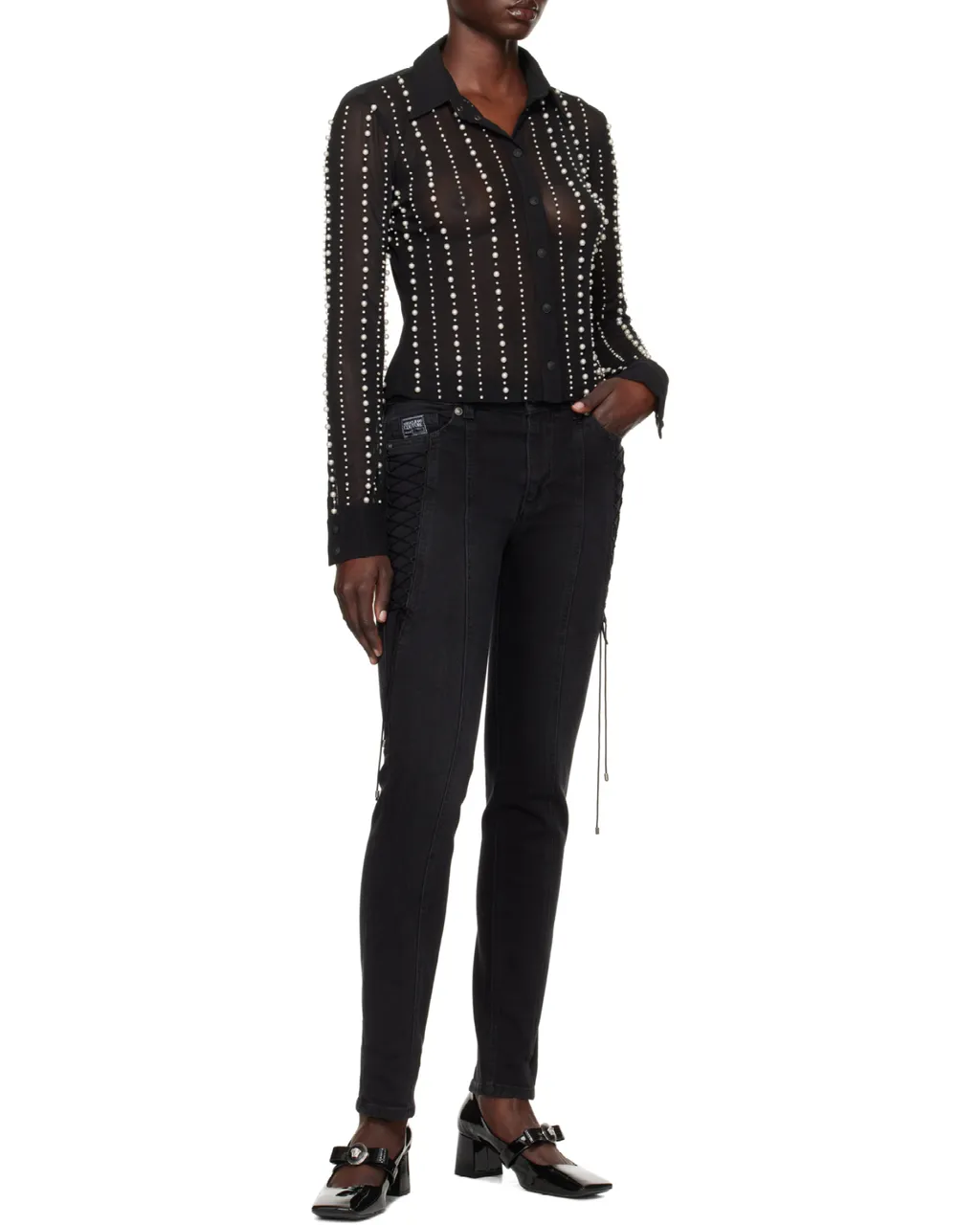 Faux-Pearl Embellished Shirt