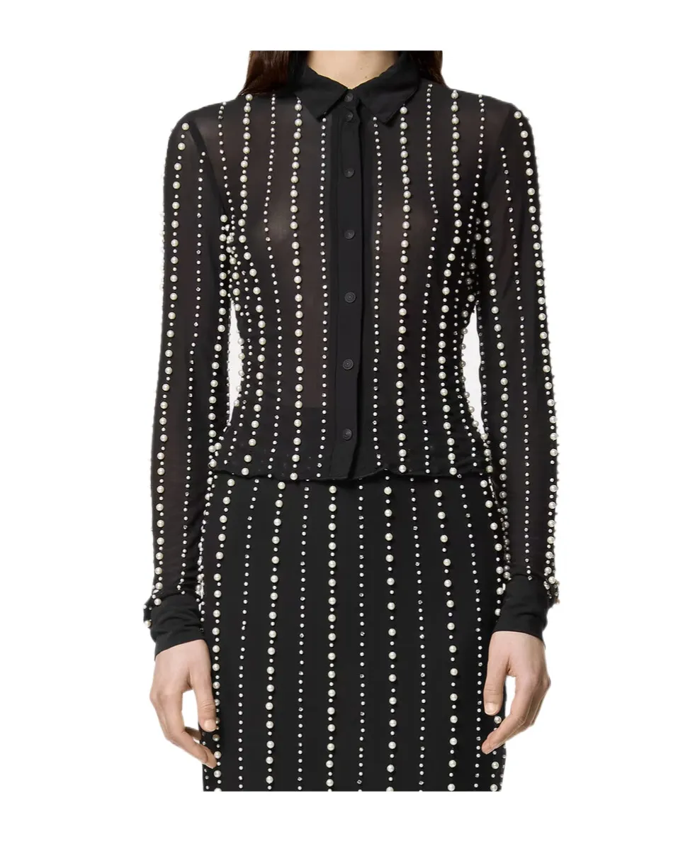 Faux-Pearl Embellished Shirt