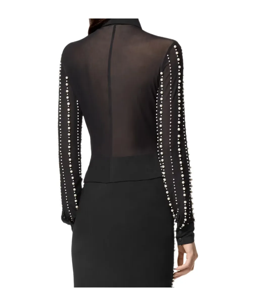 Faux-Pearl Embellished Shirt