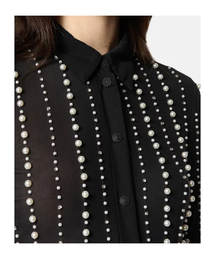 Faux-Pearl Embellished Shirt