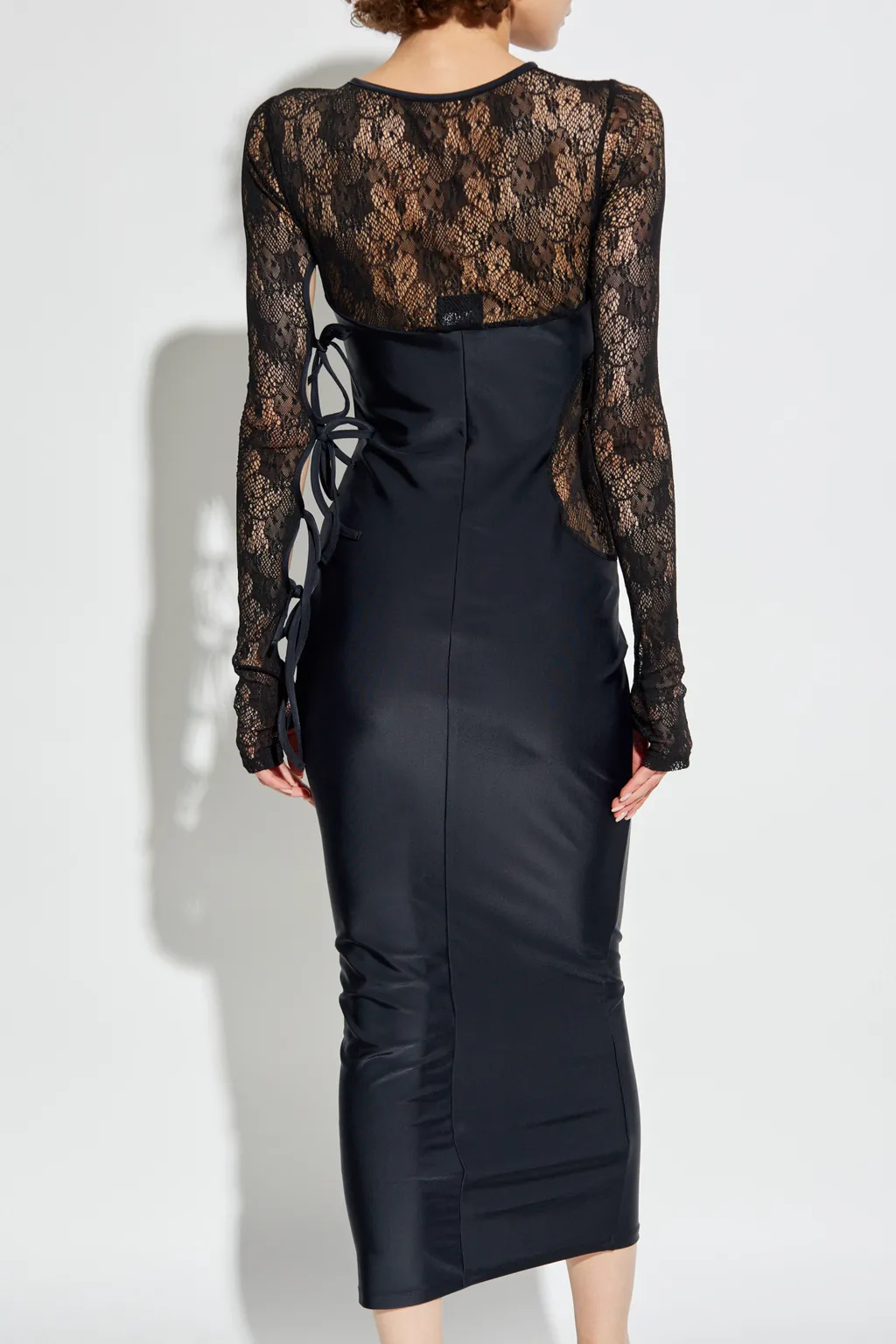 Cut-Out Detailed Lace Panelled Maxi Dress