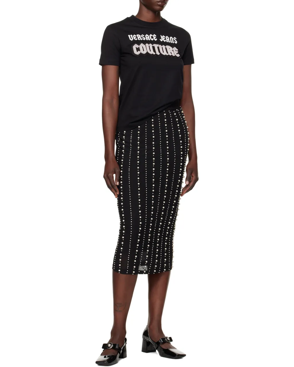 Couture Bead-Embellished Crewneck T-Shirt