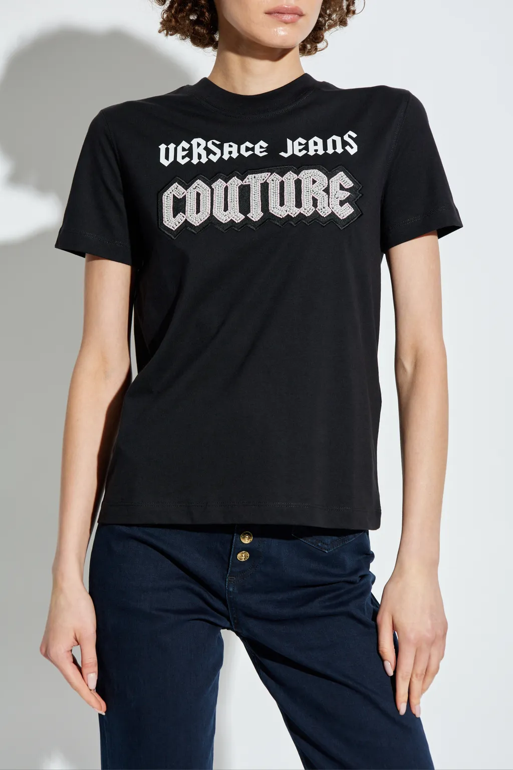 Couture Bead-Embellished Crewneck T-Shirt