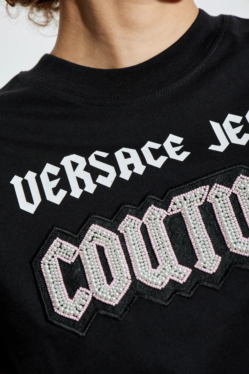 Couture Bead-Embellished Crewneck T-Shirt