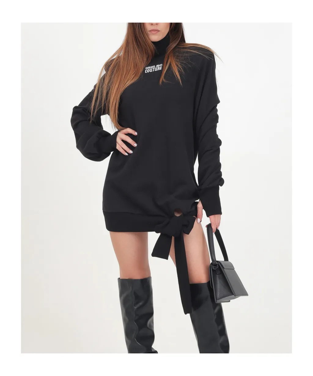 Logo-Printed Bow Detailed Mini Dress