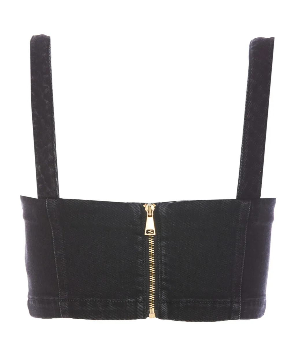 Denim Buckle Strap Top