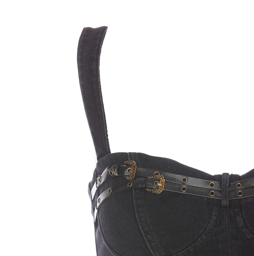 Denim Buckle Strap Top