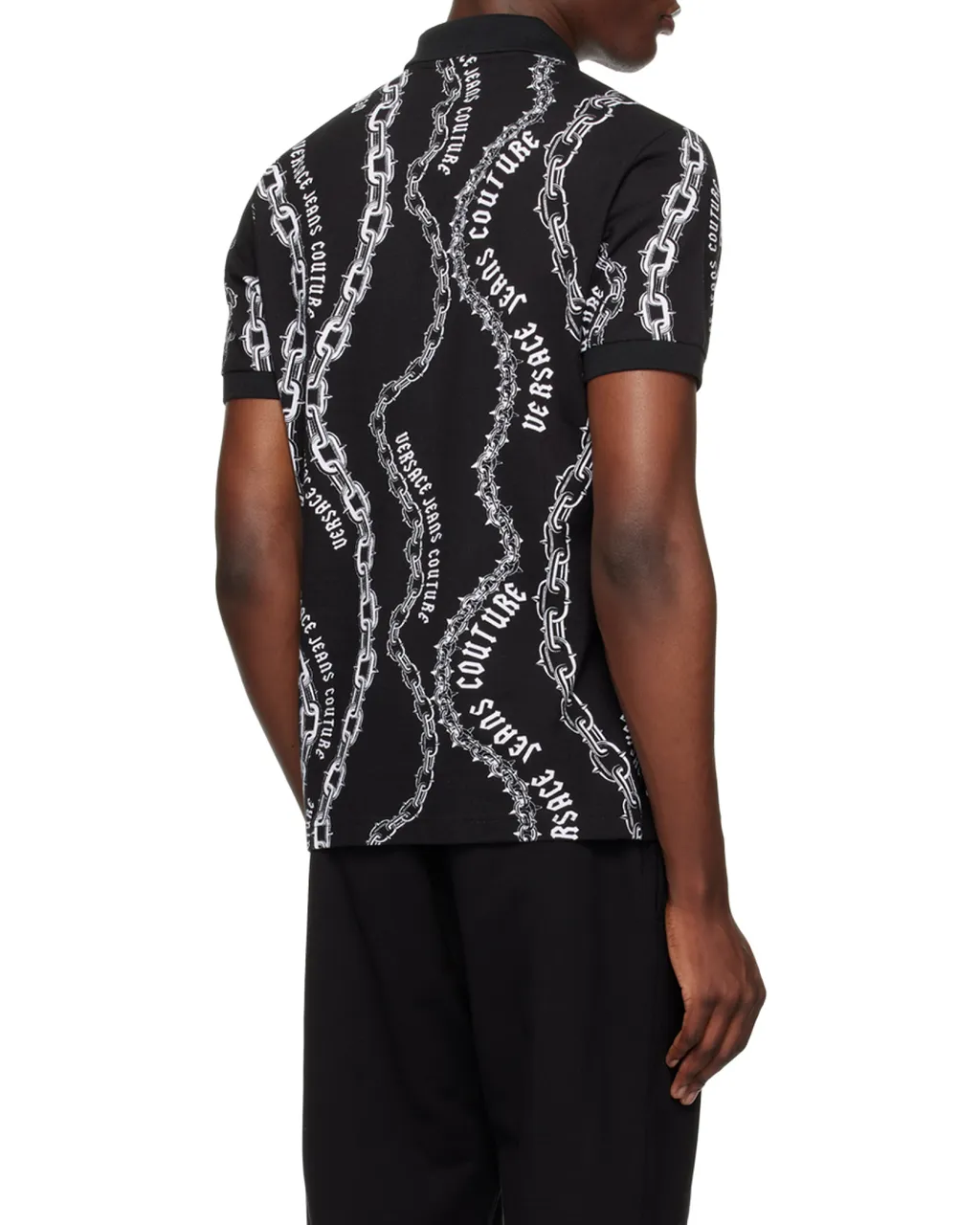 Logo Pattern Zip Polo