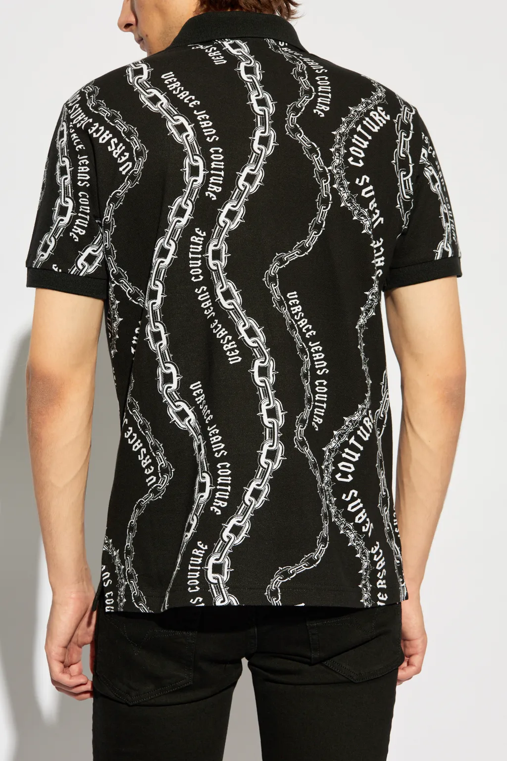 Logo Pattern Zip Polo