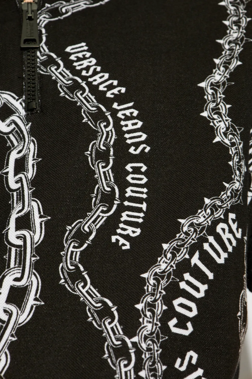 Logo Pattern Zip Polo