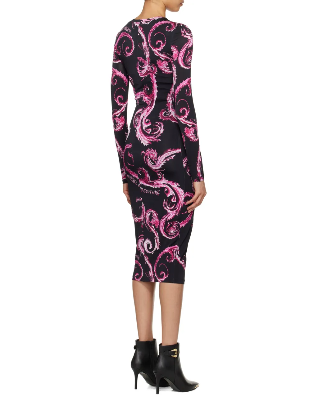 Chromo Couture-Print Crewneck Midi Dress