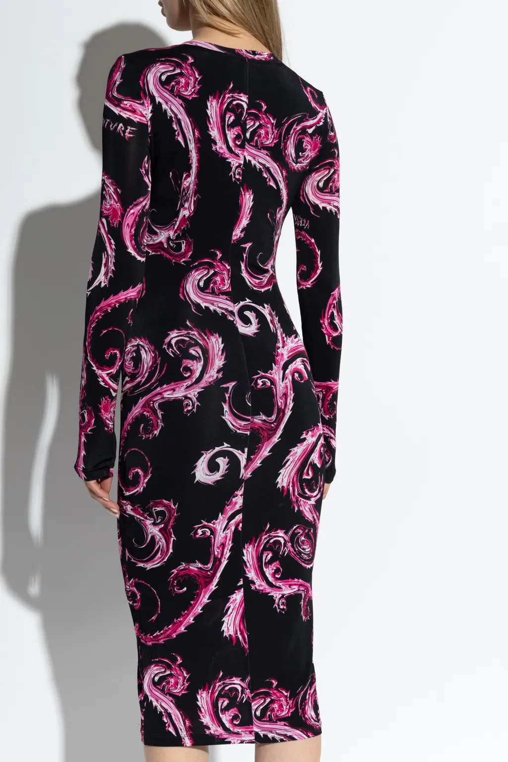 Chromo Couture-Print Crewneck Midi Dress
