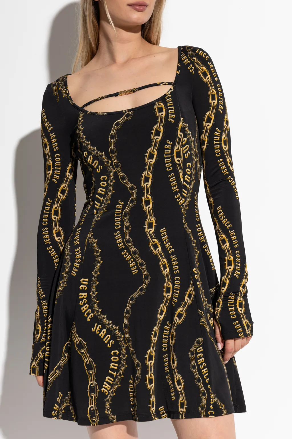Chain-Link Print Mini Dress