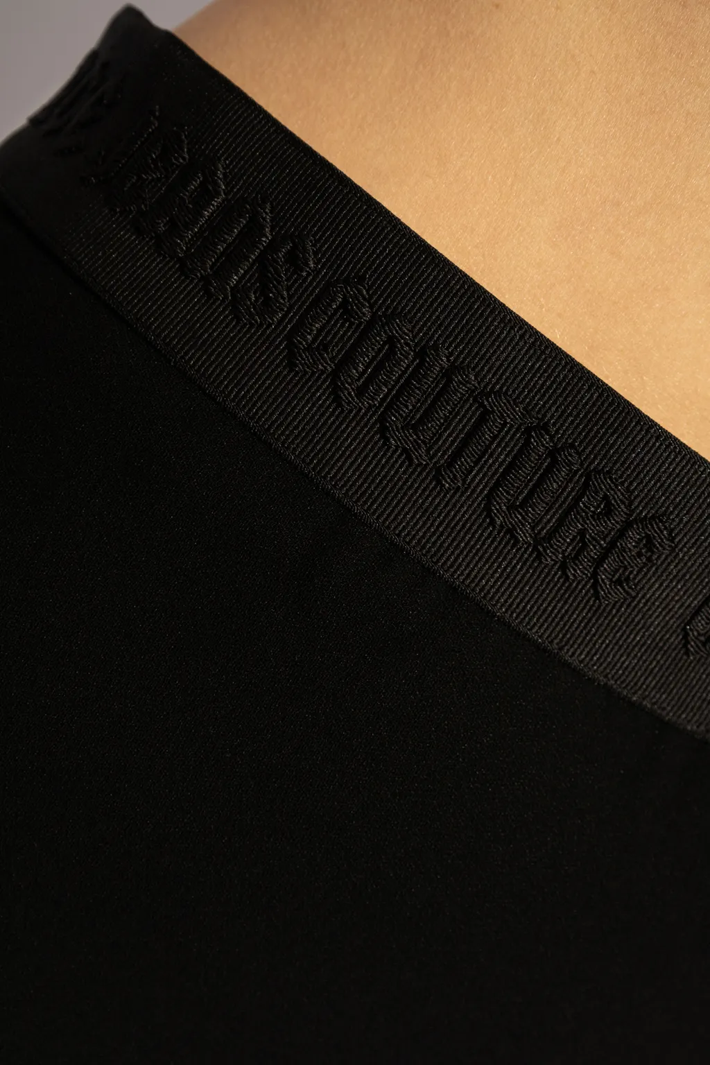 Logo-Waistband Crepe Midi Skirt