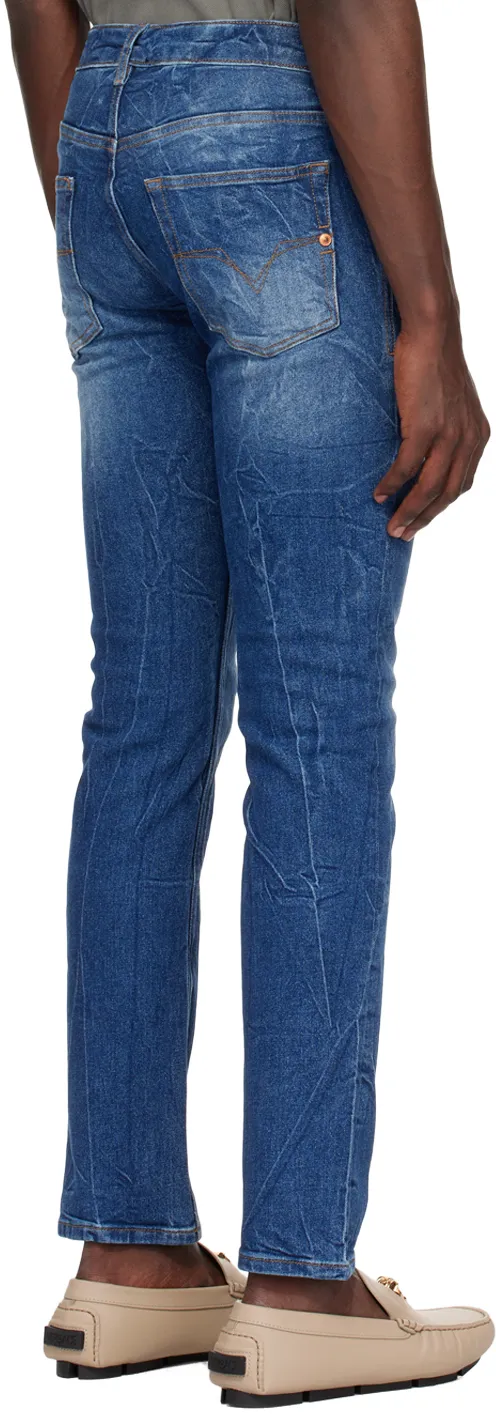 Slim-Fit Faded Denim Pants