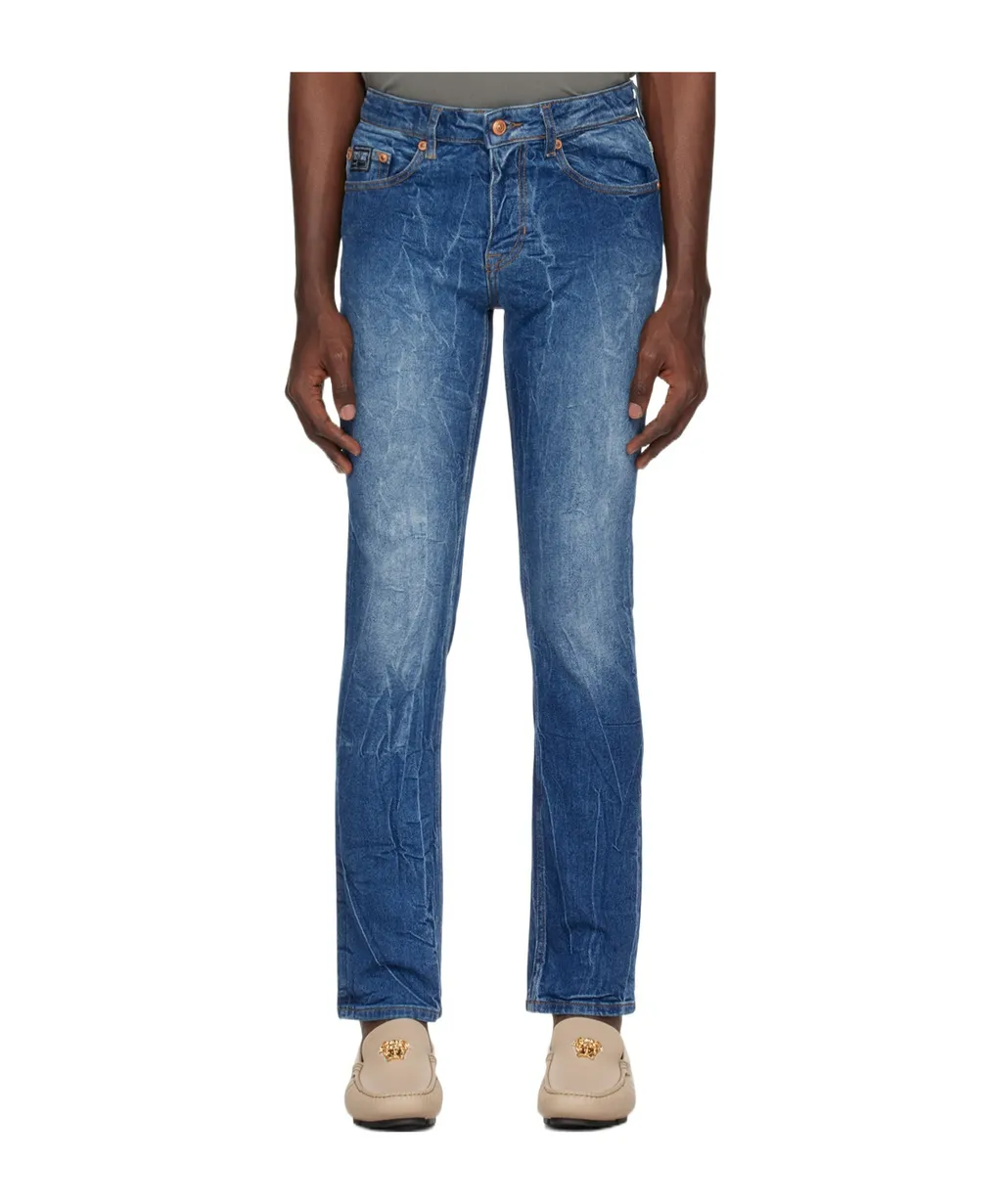Slim-Fit Faded Denim Pants