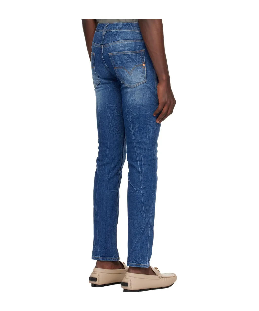 Slim-Fit Faded Denim Pants