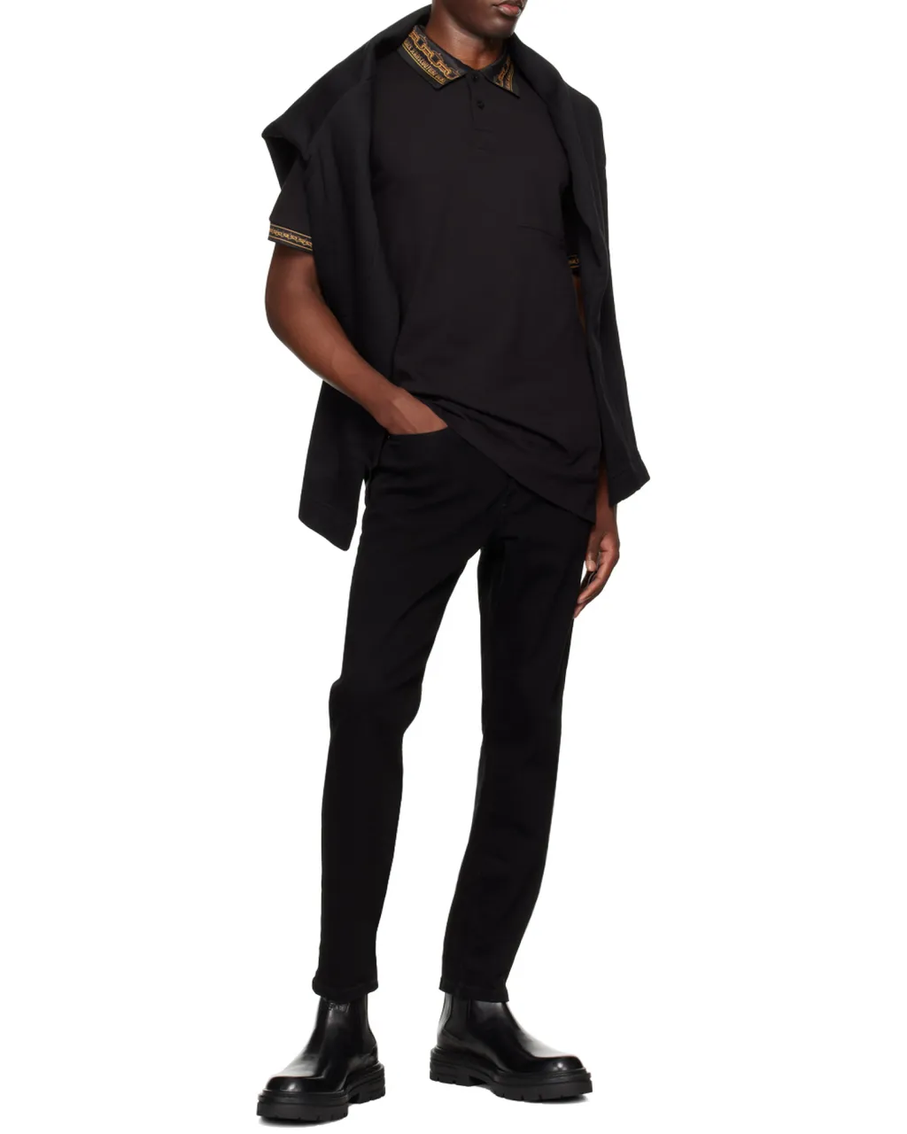 Contrasting-Trim Piqué Polo Shirt