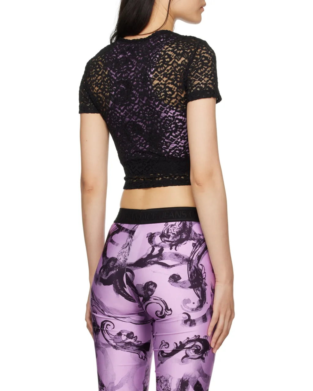 Appliqué-Logo Floral-Lace T-Shirt