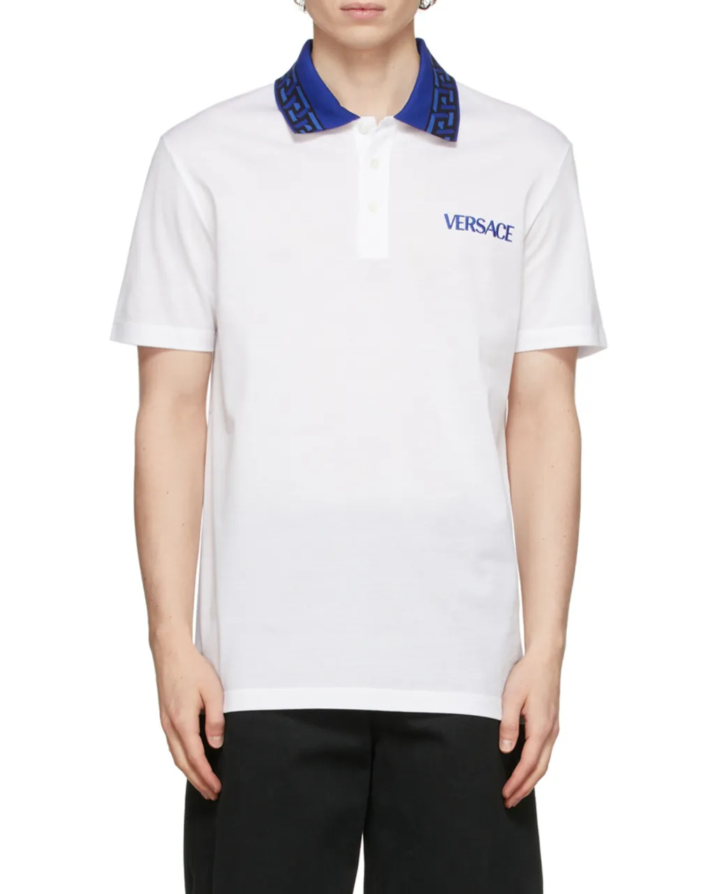 Intarsia-Knit Logo Straight Hem Polo Shirt