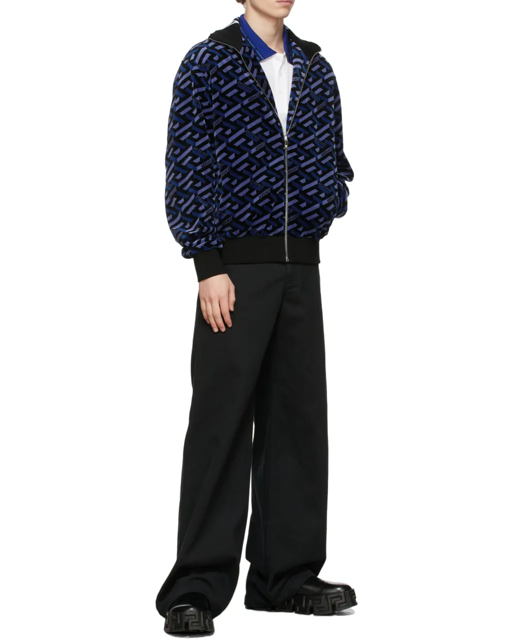 Intarsia-Knit Logo Straight Hem Polo Shirt