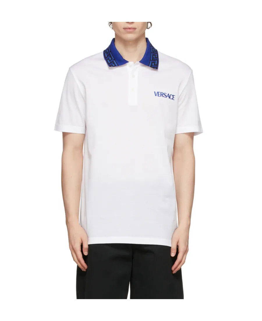 Intarsia-Knit Logo Straight Hem Polo Shirt