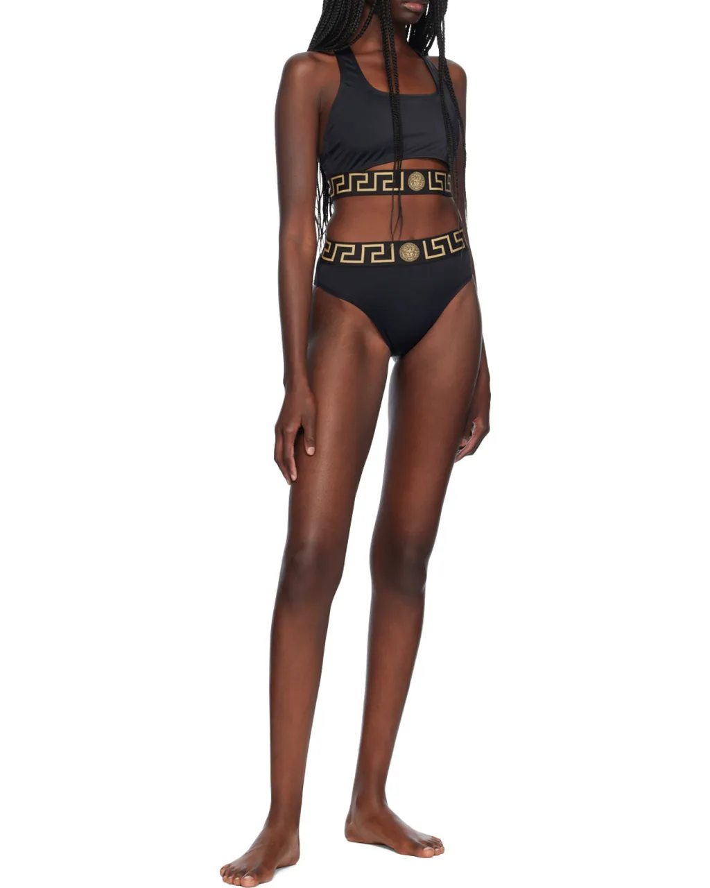 Greca Border Cut-Out Detailed Bikini Top