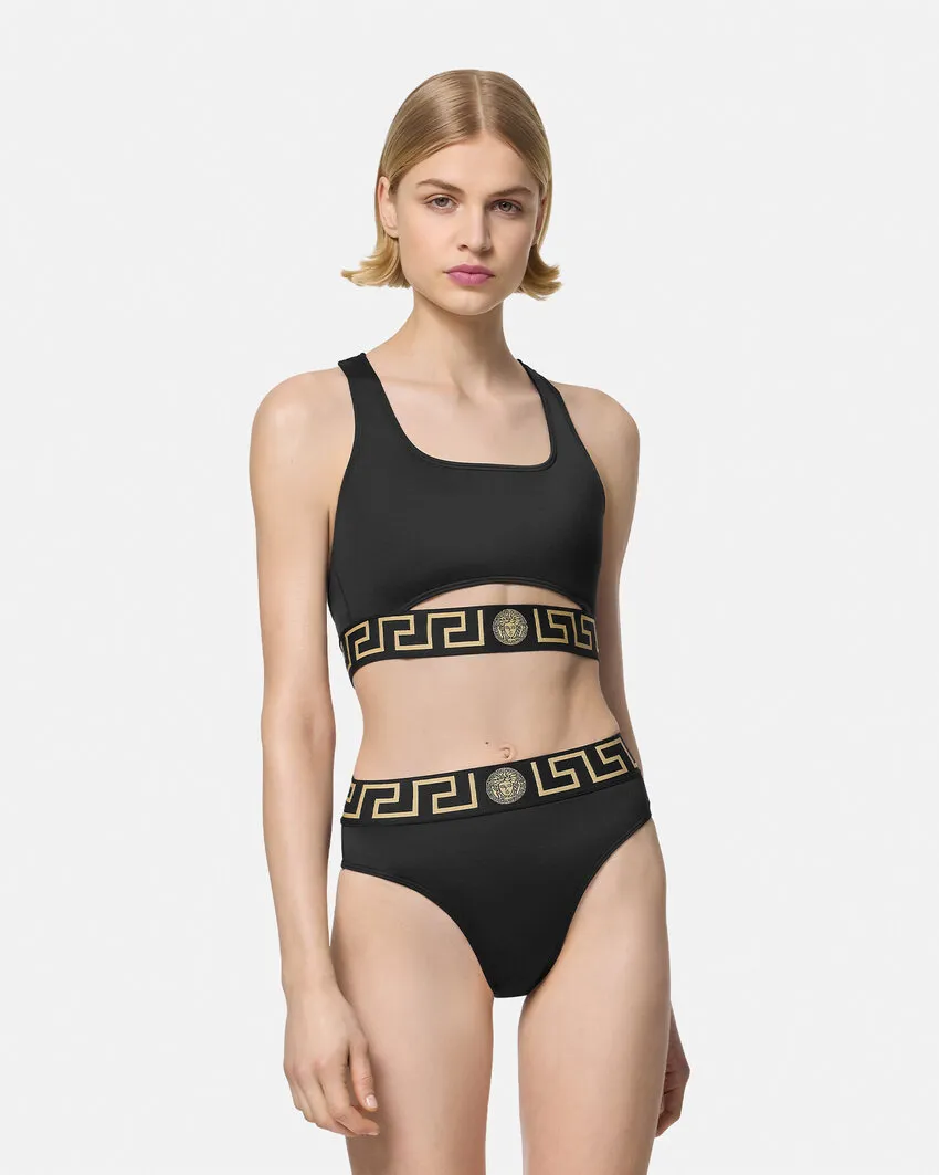 Greca Border Cut-Out Detailed Bikini Top