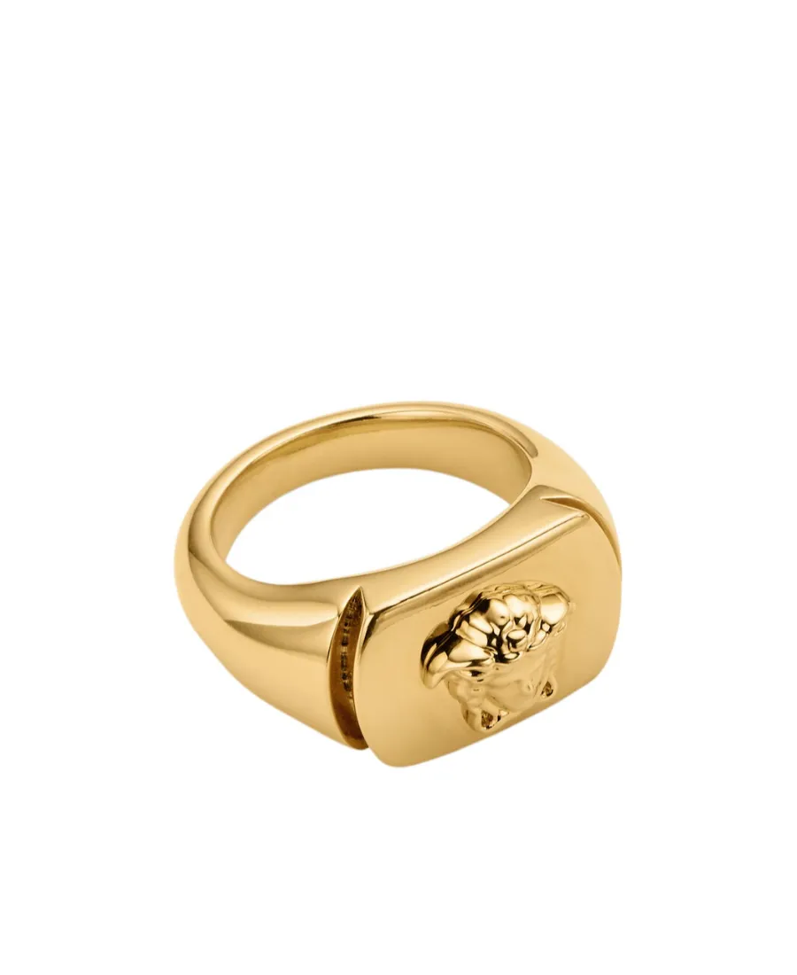 Medusa-Embossed Logo-Engraved Signet Ring