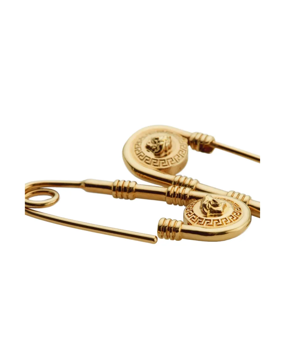 Head Motif Safety Pin-Detailed Earrings
