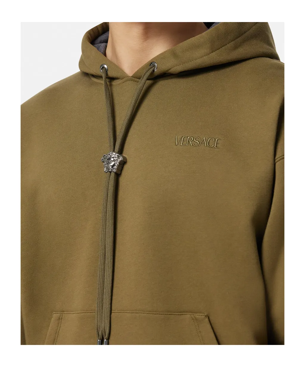 Medusa Head Detailed Drawstring Hoodie