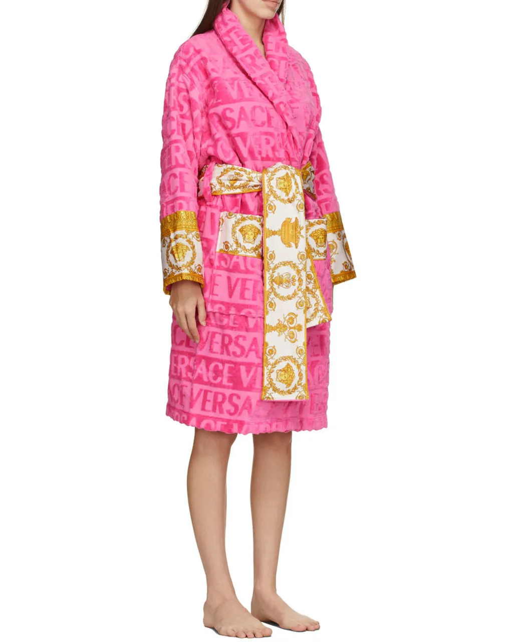 Barocco Detailed Belted-Waist Bathrobe