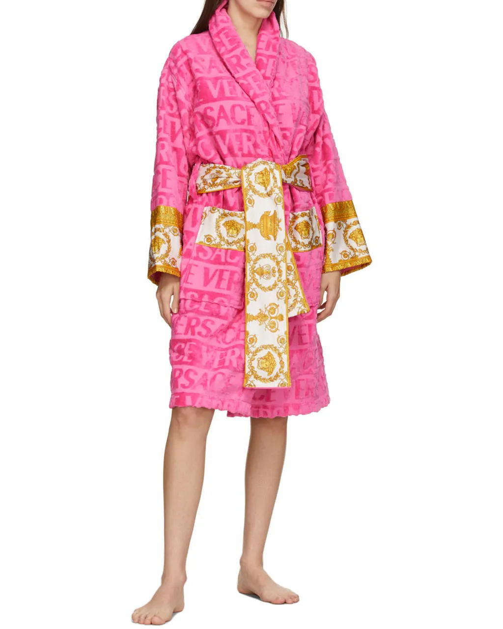 Barocco Detailed Belted-Waist Bathrobe