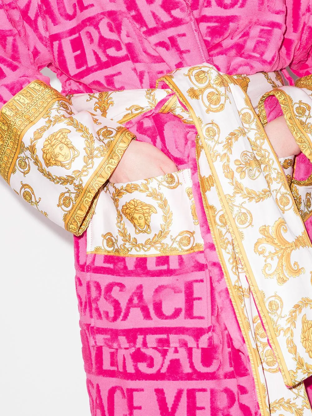 Barocco Detailed Belted-Waist Bathrobe