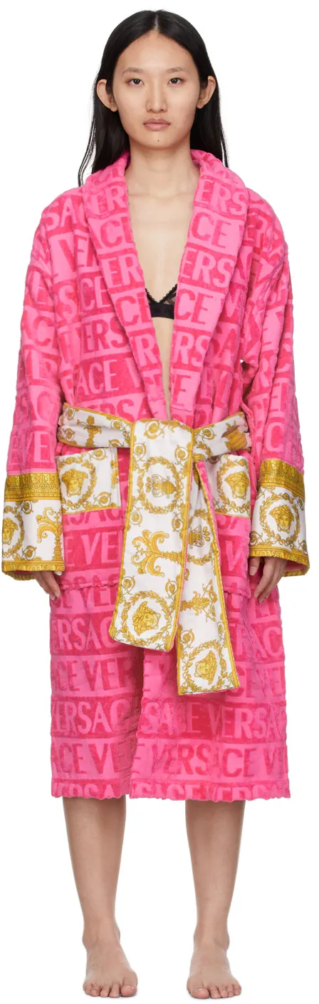 Barocco Detailed Belted-Waist Bathrobe