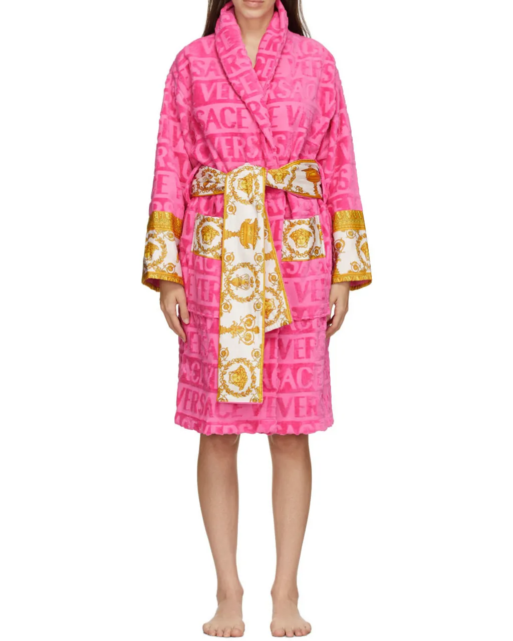 Barocco Detailed Belted-Waist Bathrobe
