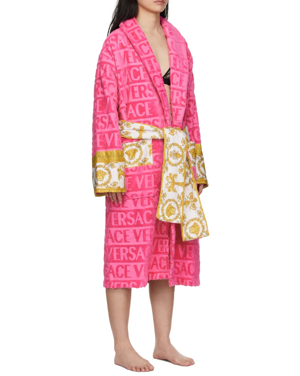 Barocco Detailed Belted-Waist Bathrobe