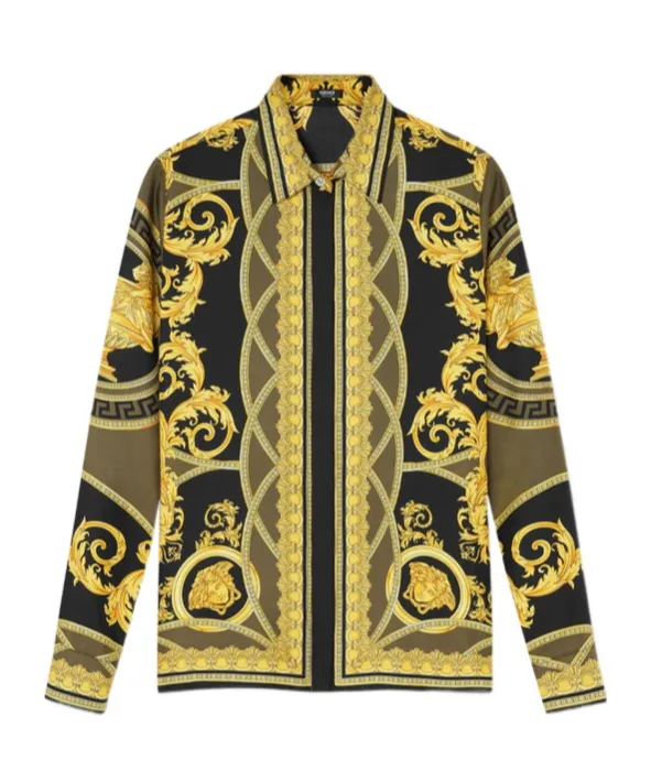 Pattern-Printed Long-Sleeved Shirt