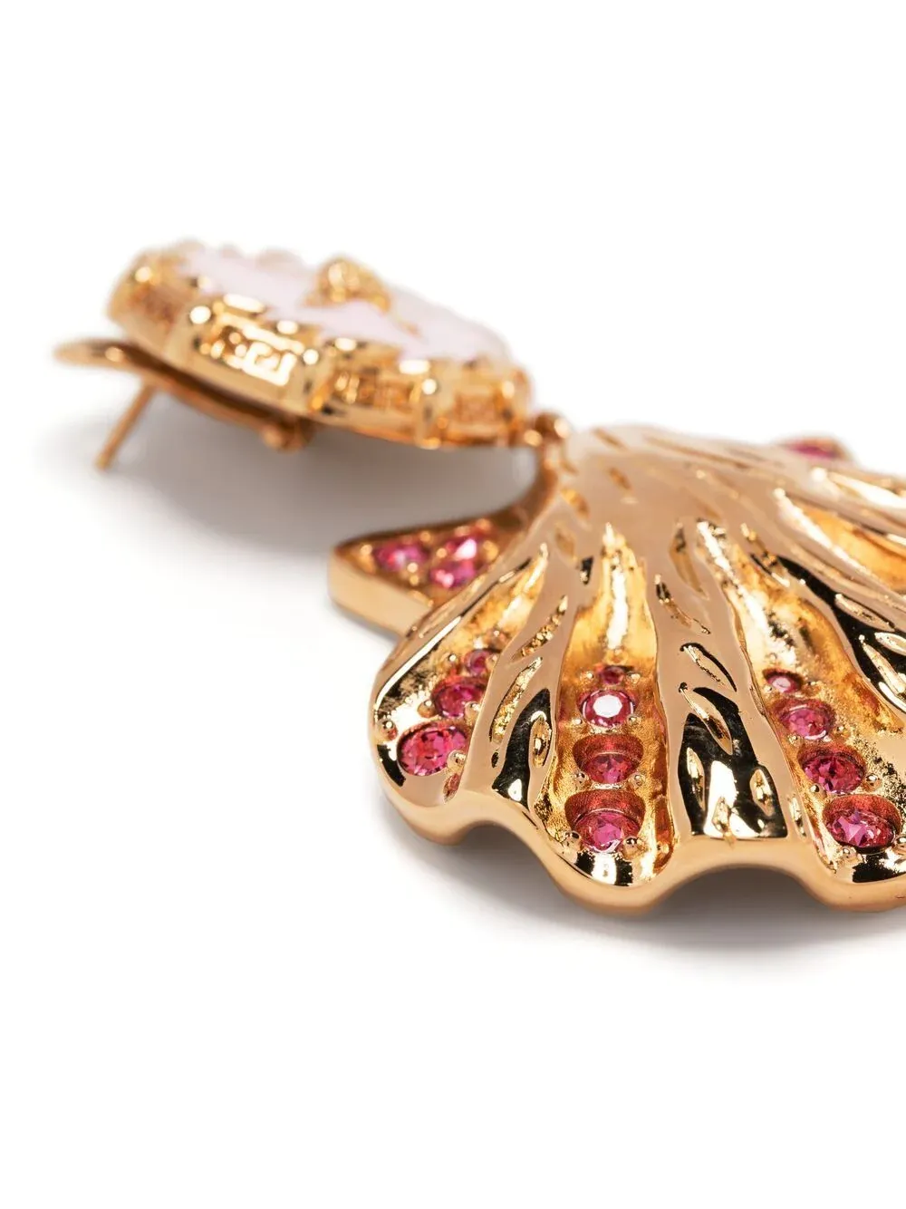 Crystal-Embellished Shell Earrings