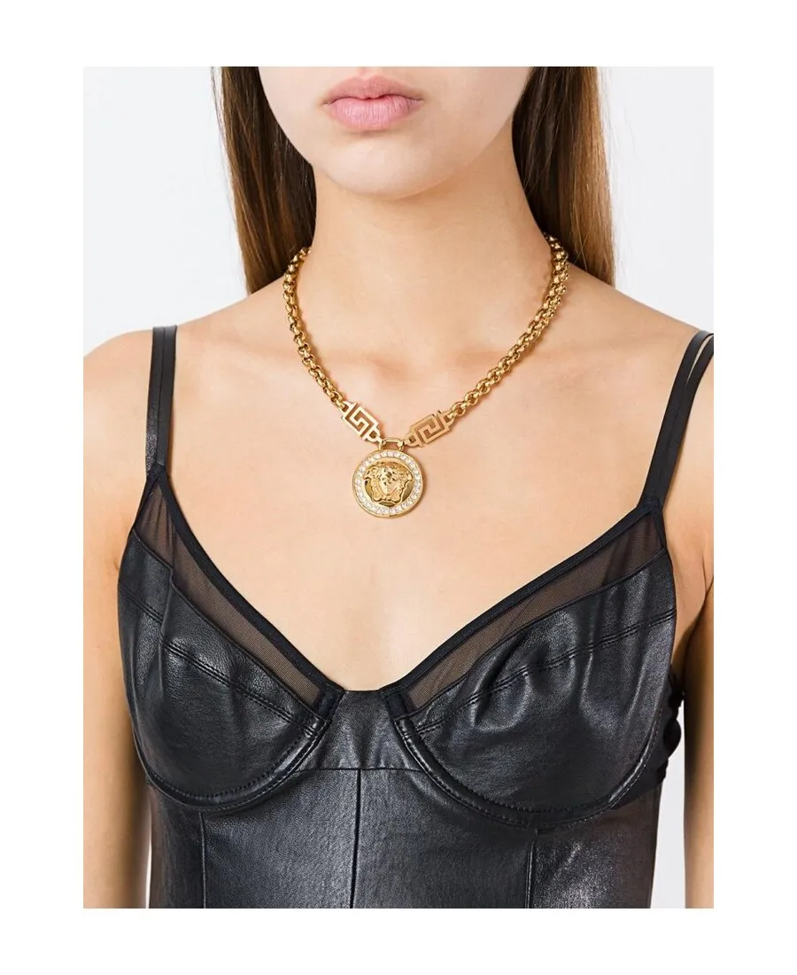 Medusa Greca Embellished Chained Necklace