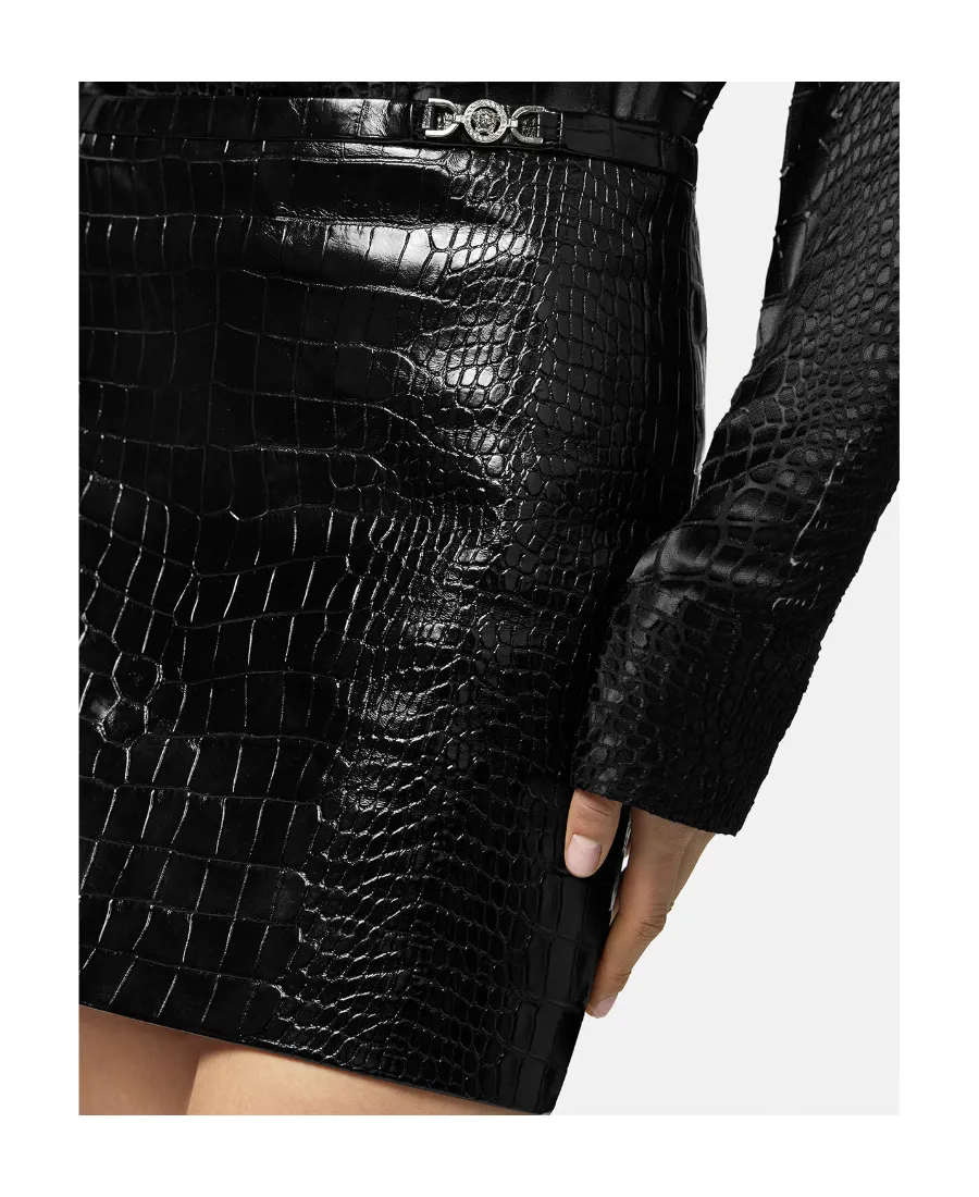 Embossed-Effect High-Waist Mini Skirt