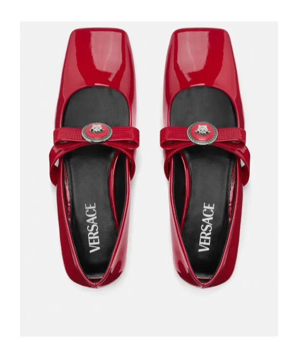 Gianni Ribbon Square-Toe Ballerina Shoes