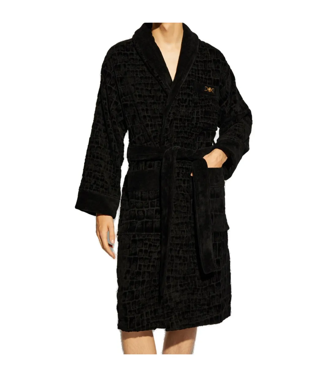 Long-Sleeved Belted Bathrobe